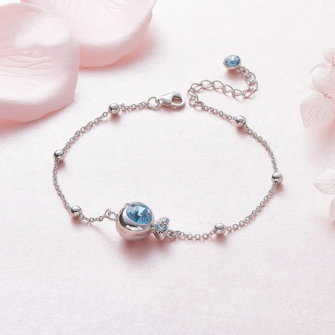 Azure Crystal Silver Bracelet - Norah's Place