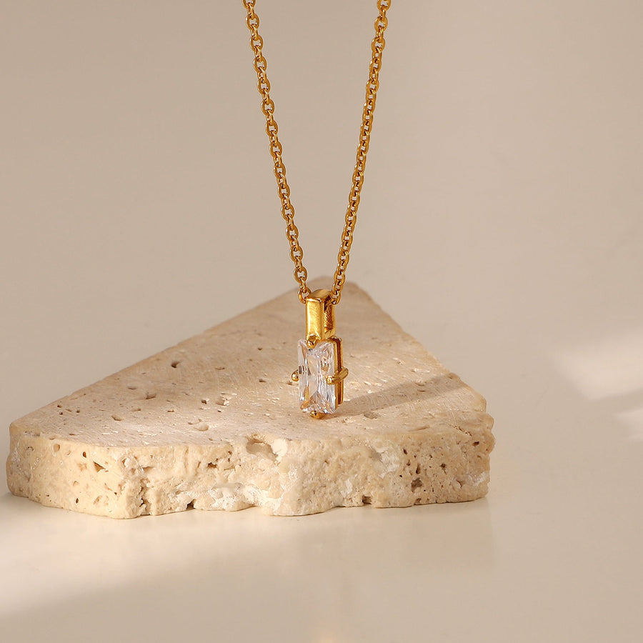 Gold Baguette Necklace - Norah's Place