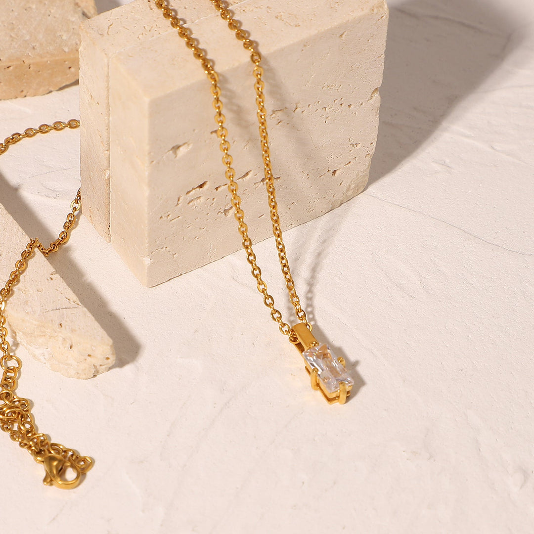 Gold Baguette Necklace - Norah's Place