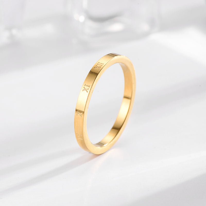 Gold Roman Numerals Ring - Norah's Place