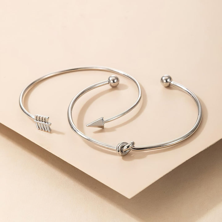 Knotted Arrow Silver Bracelet Set - Norah's Place