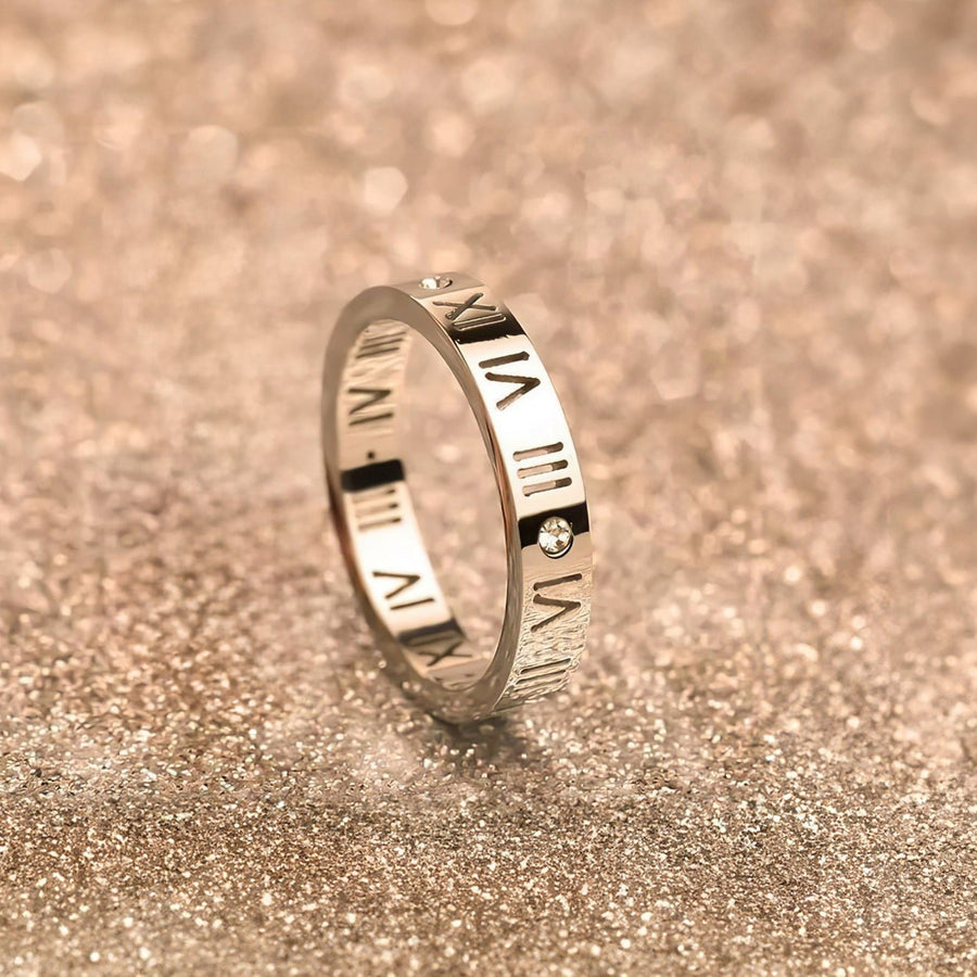 Luxe Silver Roman Numerals Ring - Norah's Place