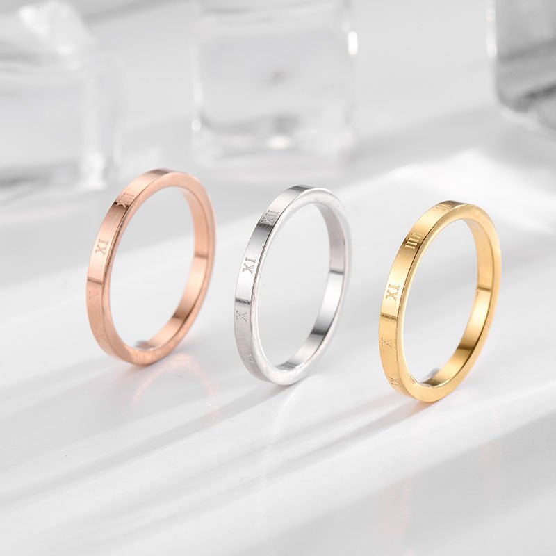 Rose Gold Roman Numerals Ring - Norah's Place