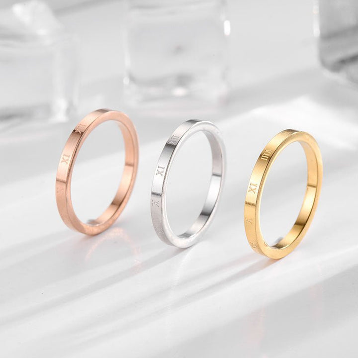 Rose Gold Roman Numerals Ring - Norah's Place