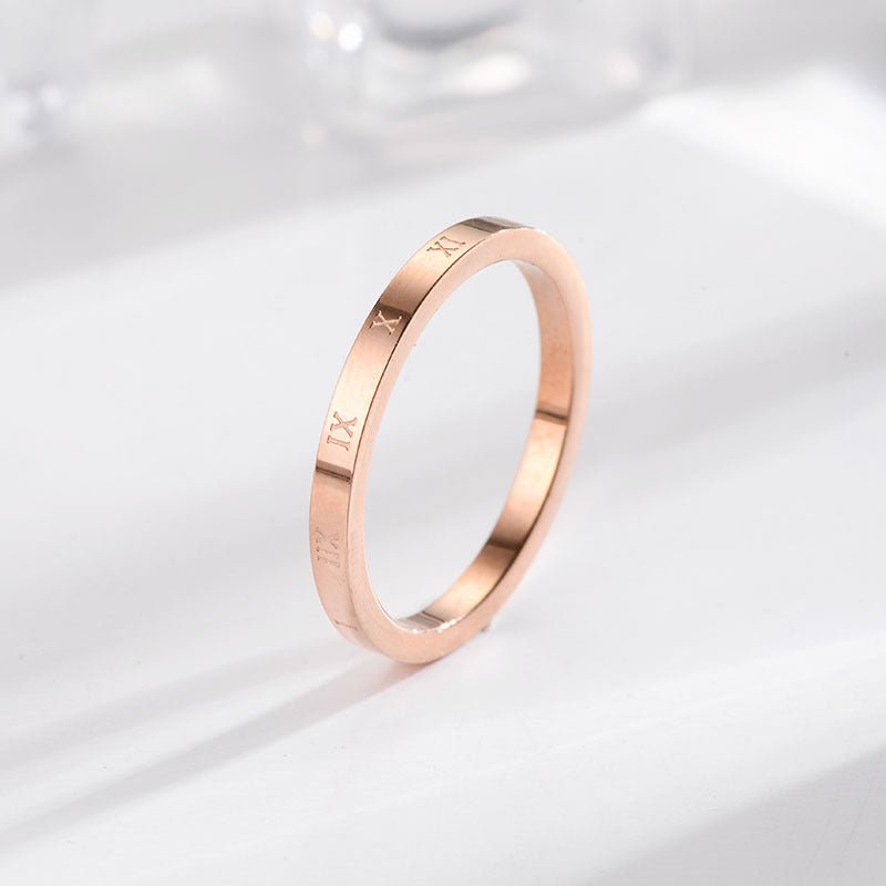 Rose Gold Roman Numerals Ring - Norah's Place