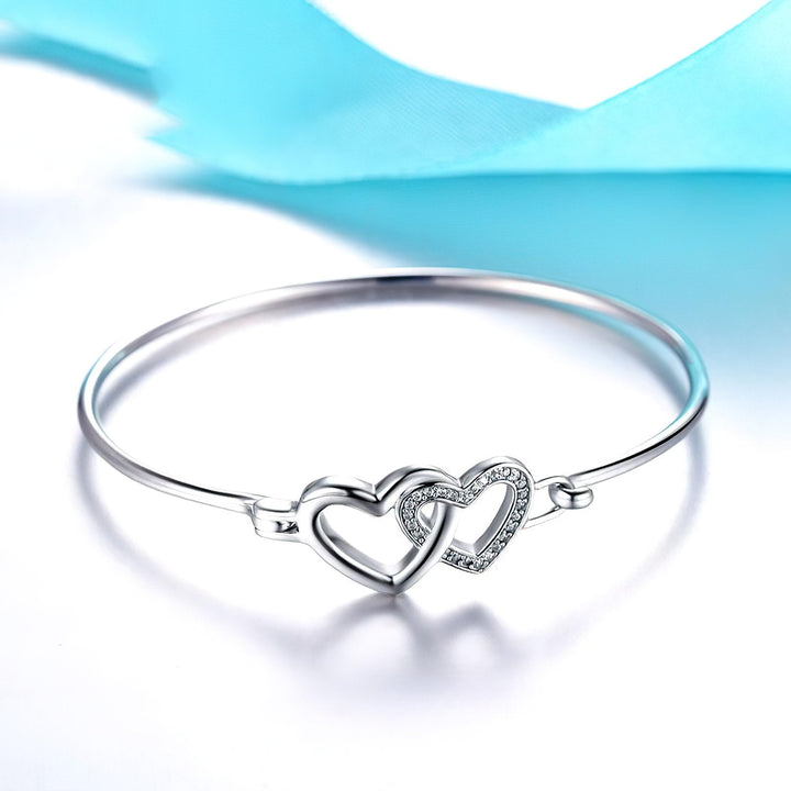 Silver Double Heart Bracelet - Norah's Place