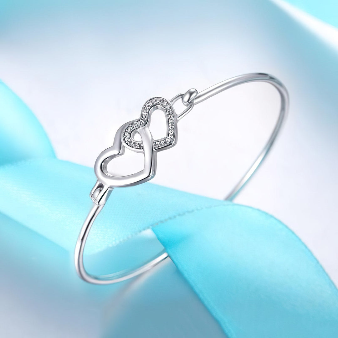 Silver Double Heart Bracelet - Norah's Place