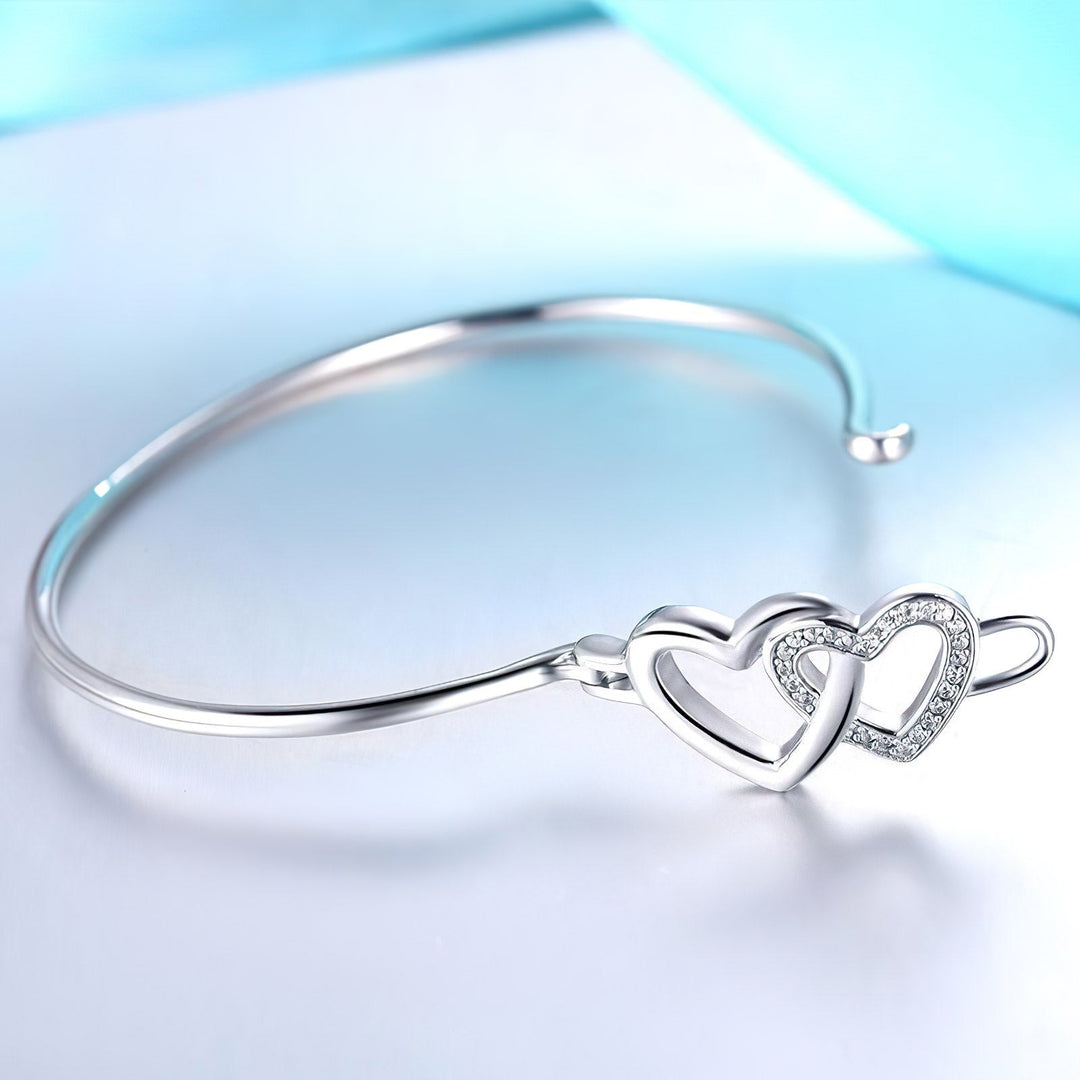 Silver Double Heart Bracelet - Norah's Place