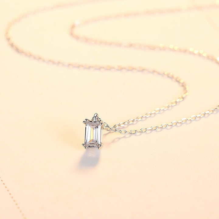 Silver Emerald Cut Necklace - Norah's Place