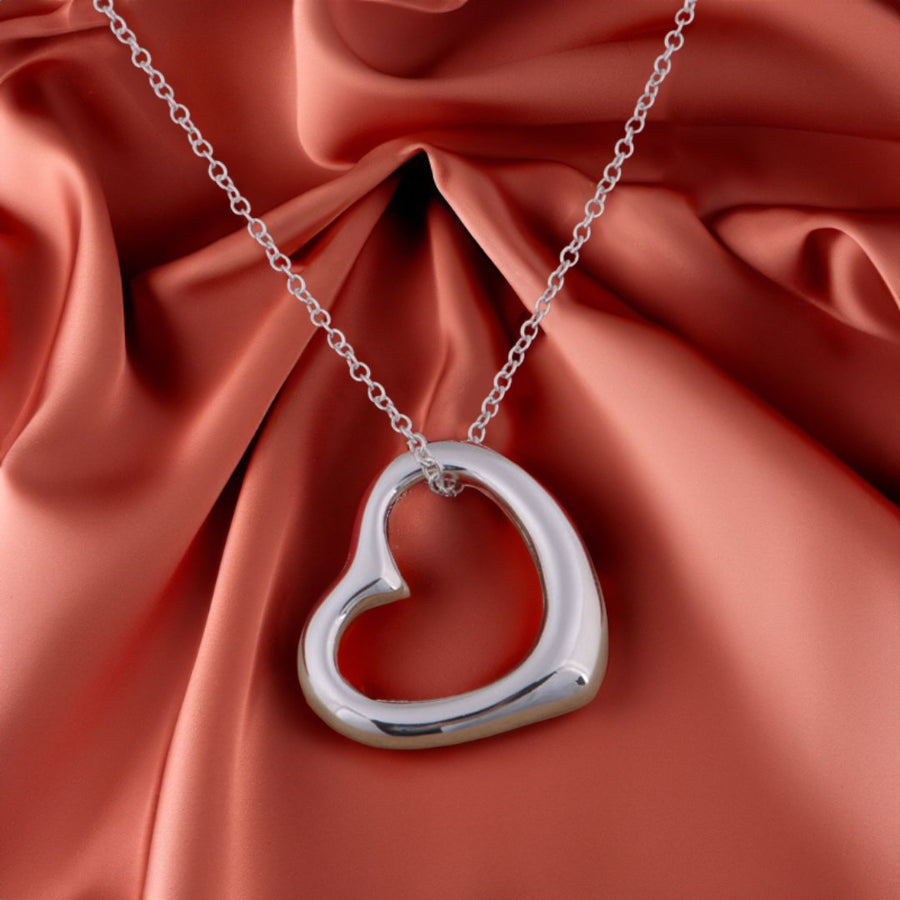 Silver Open Heart Necklace - Norah's Place