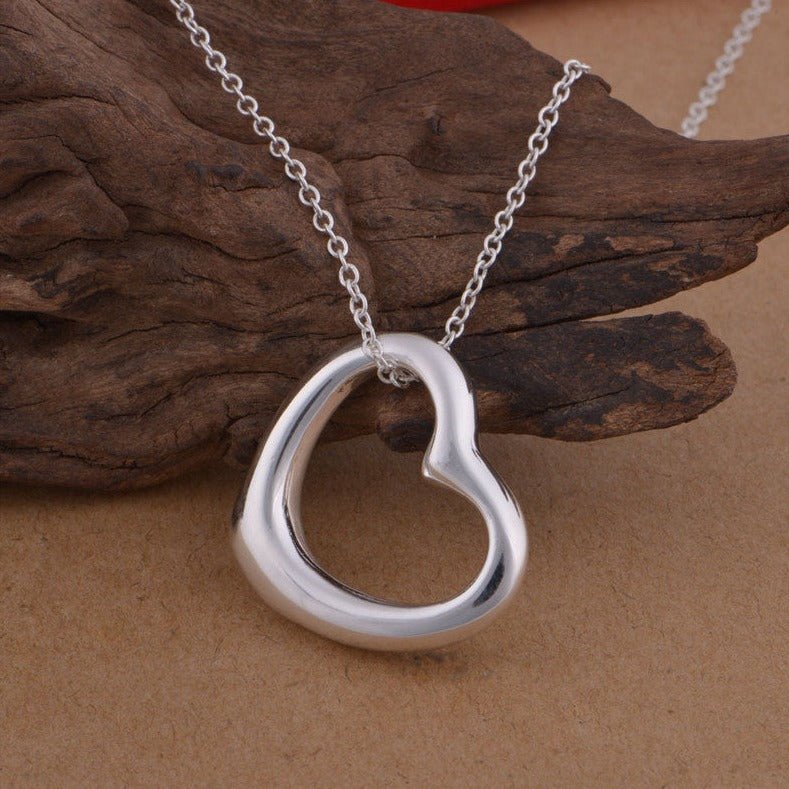 Silver Open Heart Necklace - Norah's Place