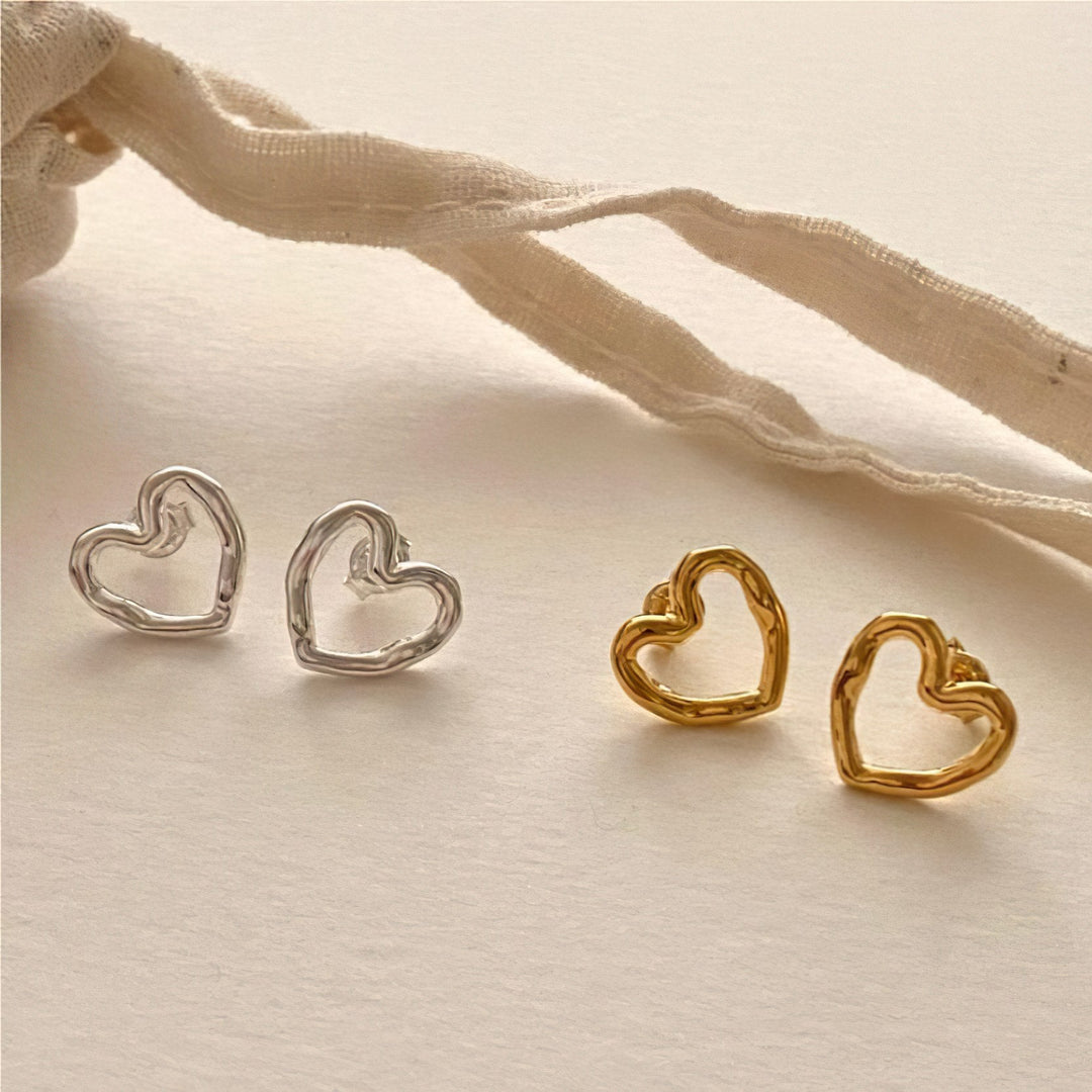 Simple Gold Heart Earrings - Norah's Place