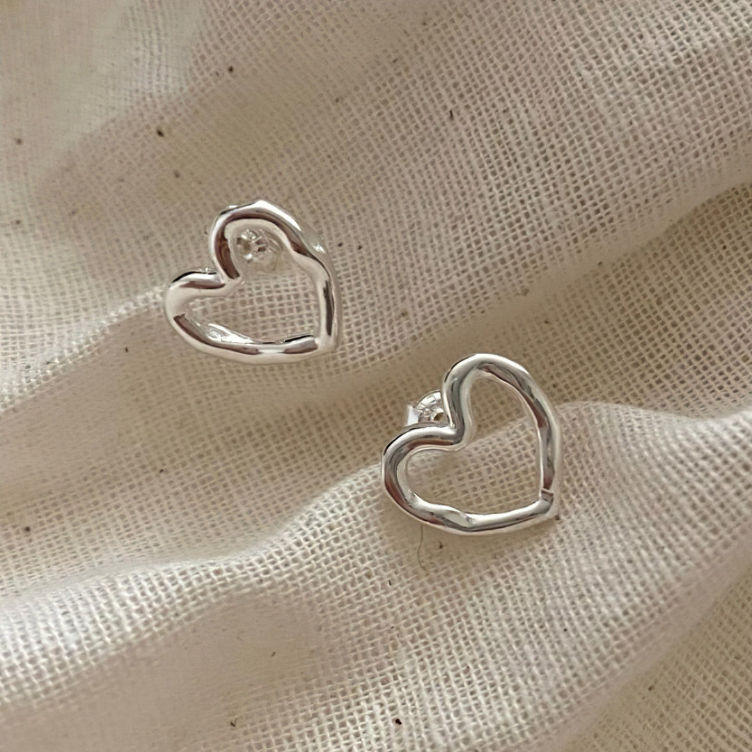 Simple Silver Heart Earrings - Norah's Place