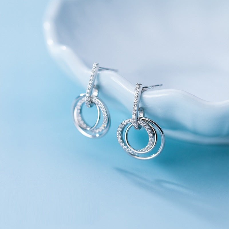 Sparkling Silver Circle Earrings - Norah's Place