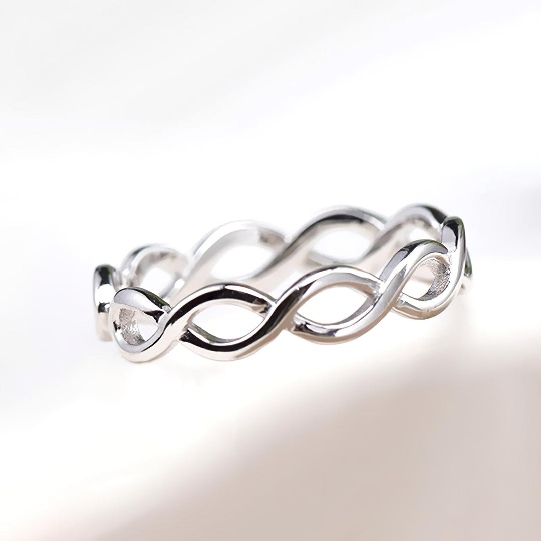 Twisted Silver Infinity Ring - Norah's Place