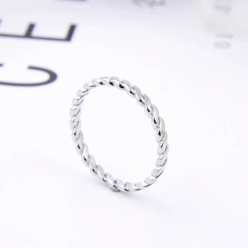 Twisted Silver Stackable Ring - Norah's Place