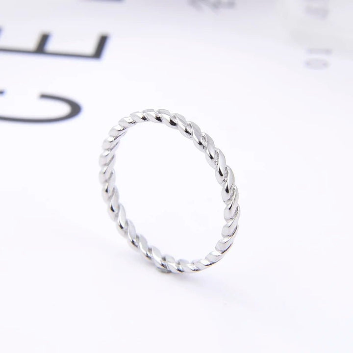 Twisted Silver Stackable Ring - Norah's Place