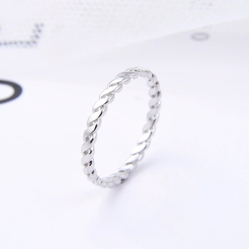 Twisted Silver Stackable Ring - Norah's Place