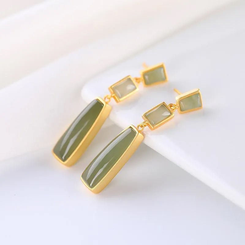 Verdant Gold Drop Earrings - Norah's Place